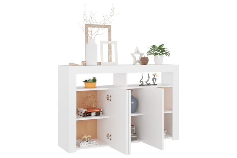 Skjenk med LED-lys hvit 115,5x30x75 cm - Hvit - Oppbevaring - Oppbevaringsmøbler - Sideboard & skjenk