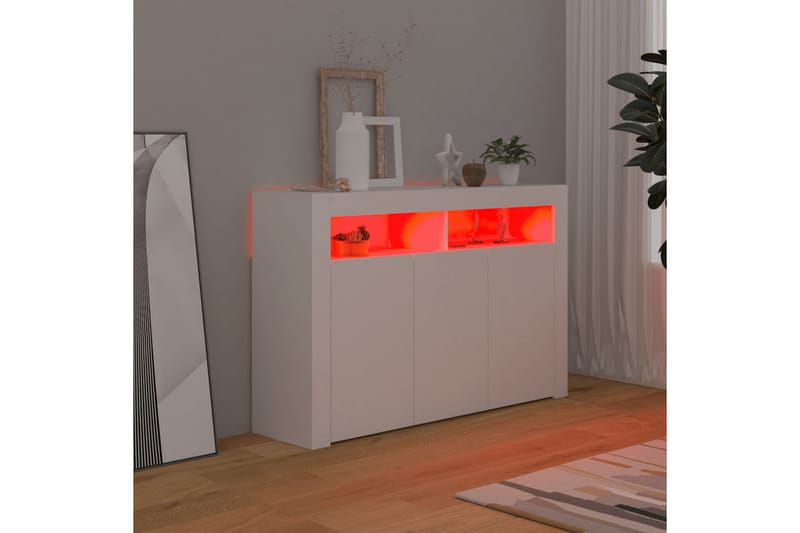 Skjenk med LED-lys hvit 115,5x30x75 cm - Hvit - Oppbevaring - Oppbevaringsmøbler - Sideboard & skjenk