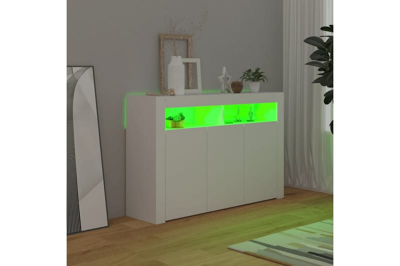 Skjenk med LED-lys hvit 115,5x30x75 cm - Hvit - Oppbevaring - Oppbevaringsmøbler - Sideboard & skjenk