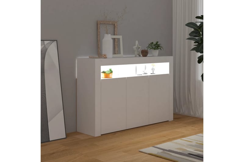 Skjenk med LED-lys hvit 115,5x30x75 cm - Hvit - Oppbevaring - Oppbevaringsmøbler - Sideboard & skjenk