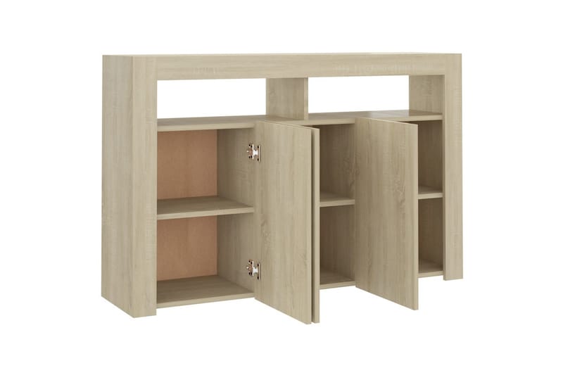 Skjenk med LED-lys sonoma eik 115,5x30x75 cm - Brun - Oppbevaring - Oppbevaringsmøbler - Sideboard & skjenk