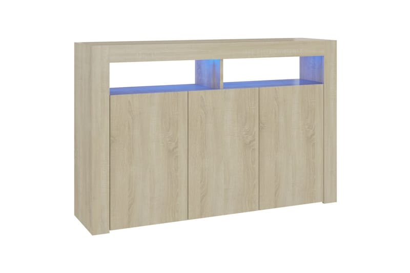 Skjenk med LED-lys sonoma eik 115,5x30x75 cm - Brun - Oppbevaring - Oppbevaringsmøbler - Sideboard & skjenk