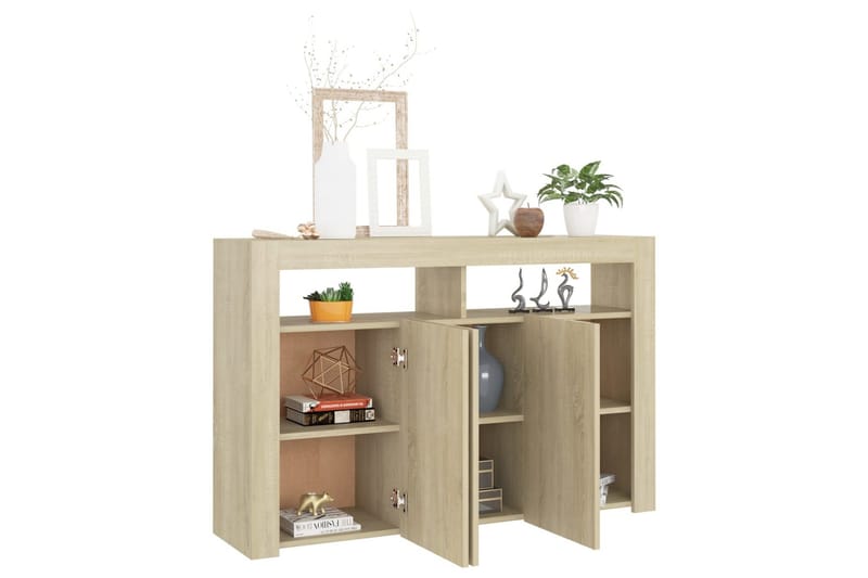 Skjenk med LED-lys sonoma eik 115,5x30x75 cm - Brun - Oppbevaring - Oppbevaringsmøbler - Sideboard & skjenk