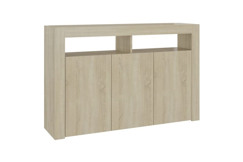 Skjenk med LED-lys sonoma eik 115,5x30x75 cm - Brun - Oppbevaring - Oppbevaringsmøbler - Sideboard & skjenk