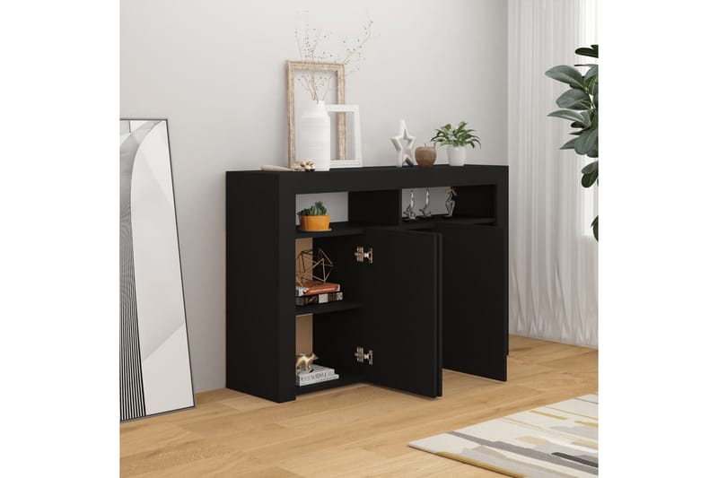 Skjenk med LED-lys svart 115,5x30x75 cm - Svart - Oppbevaring - Oppbevaringsmøbler - Sideboard & skjenk