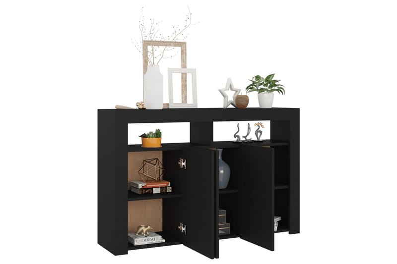 Skjenk med LED-lys svart 115,5x30x75 cm - Svart - Oppbevaring - Oppbevaringsmøbler - Sideboard & skjenk