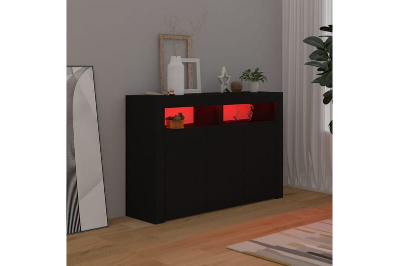 Skjenk med LED-lys svart 115,5x30x75 cm - Svart - Oppbevaring - Oppbevaringsmøbler - Sideboard & skjenk