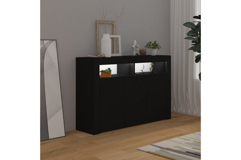 Skjenk med LED-lys svart 115,5x30x75 cm - Svart - Oppbevaring - Oppbevaringsmøbler - Sideboard & skjenk