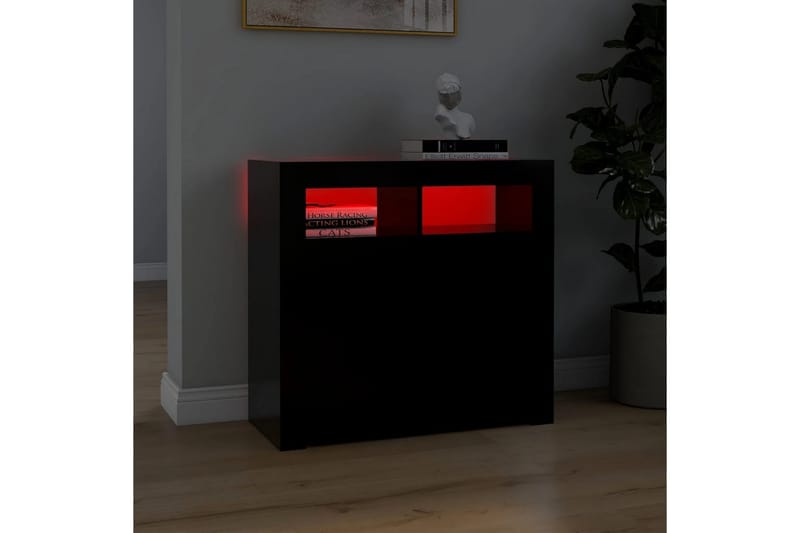 Skjenk med LED-lys svart 80x35x75 cm - Svart - Oppbevaring - Oppbevaringsmøbler - Sideboard & skjenk