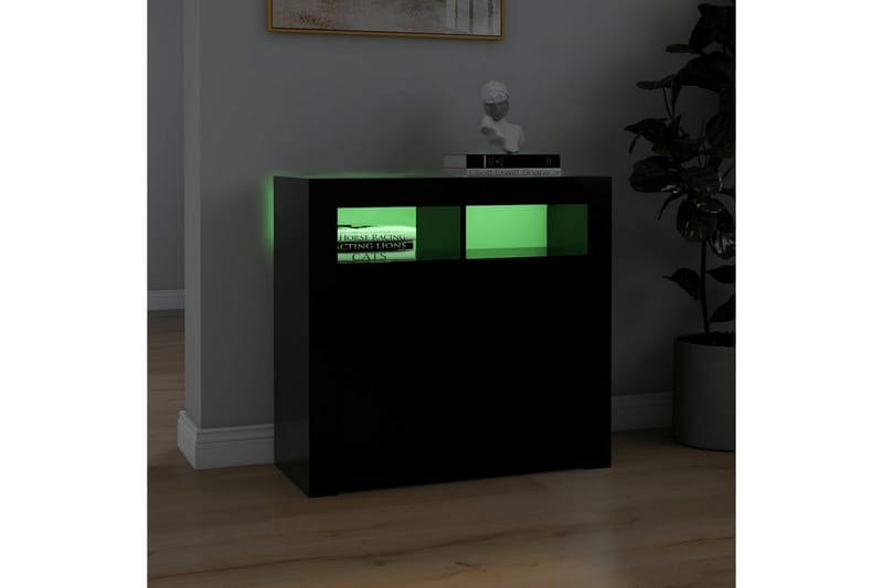 Skjenk med LED-lys svart 80x35x75 cm - Svart - Oppbevaring - Oppbevaringsmøbler - Sideboard & skjenk