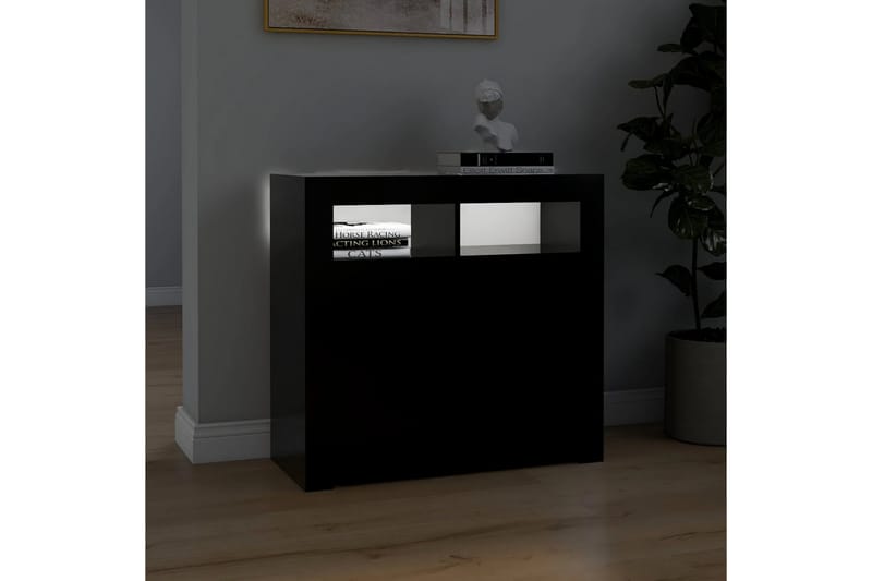 Skjenk med LED-lys svart 80x35x75 cm - Svart - Oppbevaring - Oppbevaringsmøbler - Sideboard & skjenk