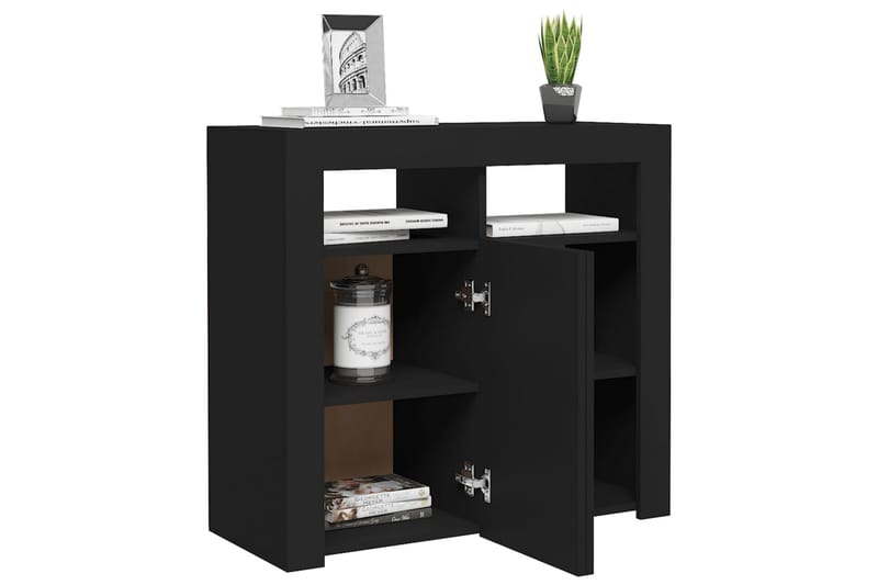 Skjenk med LED-lys svart 80x35x75 cm - Svart - Oppbevaring - Oppbevaringsmøbler - Sideboard & skjenk