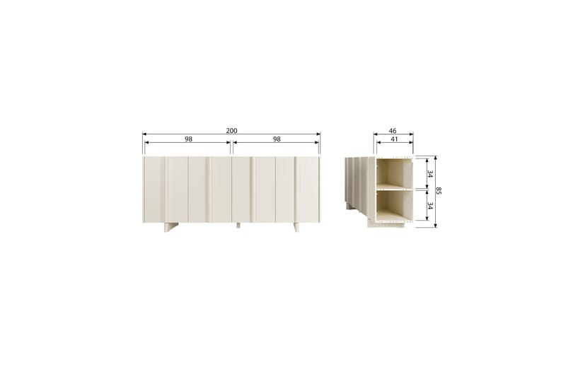 Skjenk Morya 200 cm - Beige - Oppbevaring - Oppbevaringsmøbler - Sideboard & skjenk