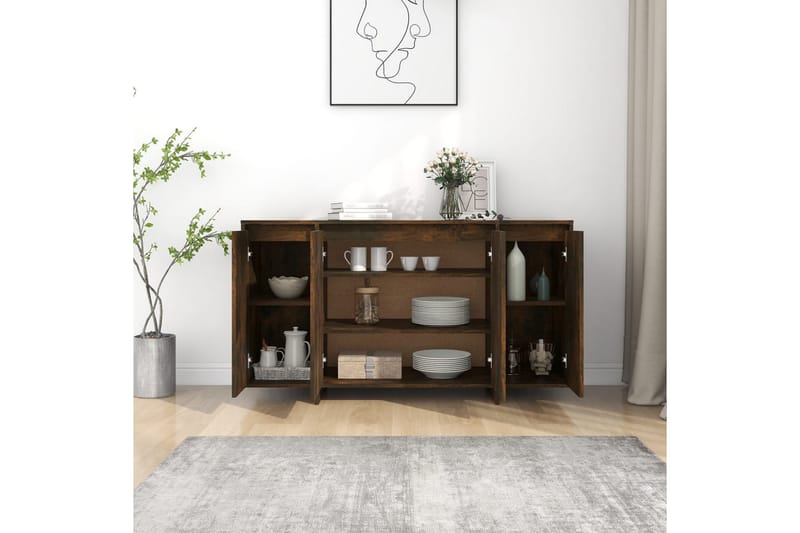 Skjenk røkt eik 135x41x75 cm sponplate - Brun - Oppbevaring - Oppbevaringsmøbler - Sideboard & skjenk