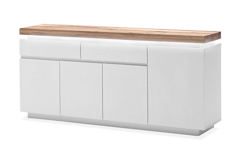 Skjenk Romina 175 cm 4 Dører 2 Skuffer - Oljet Eik|Matt Hvit - Oppbevaring - Oppbevaringsmøbler - Sideboard & skjenk