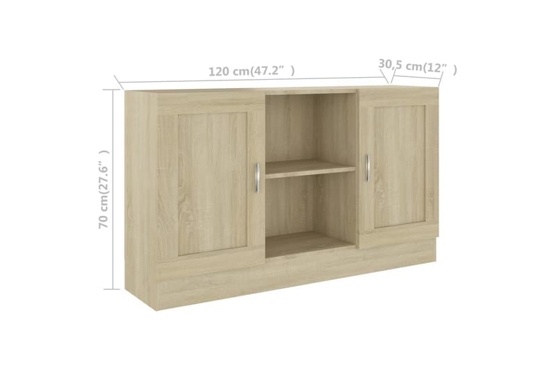 Skjenk sonoma eik 120x30,5x70 cm sponplate - Brun - Oppbevaring - Oppbevaringsmøbler - Sideboard & skjenk