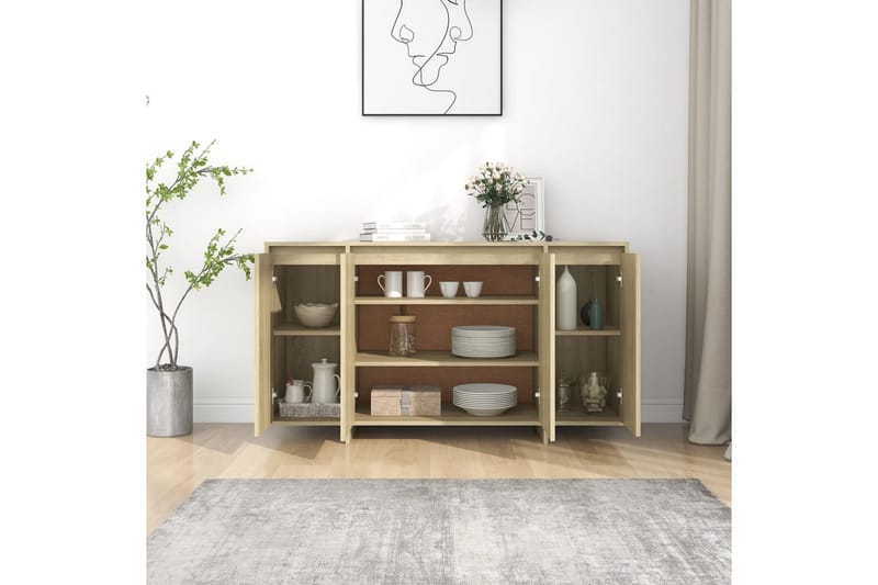 Skjenk sonoma eik 135x41x75 cm sponplate - Beige - Oppbevaring - Oppbevaringsmøbler - Sideboard & skjenk