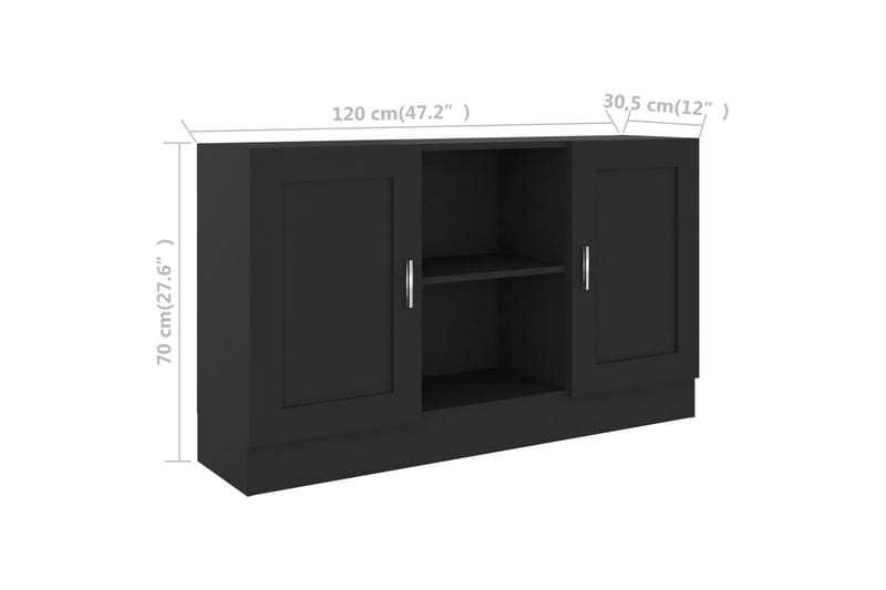 Skjenk svart 120x30,5x70 cm sponplate - Svart - Oppbevaring - Oppbevaringsmøbler - Sideboard & skjenk