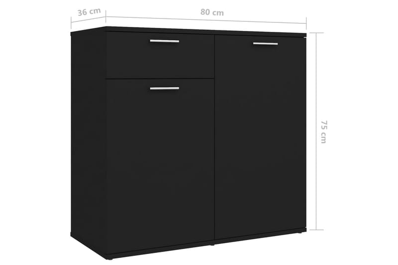 Skjenk svart 160x36x75 cm sponplate - Svart - Oppbevaring - Oppbevaringsmøbler - Sideboard & skjenk