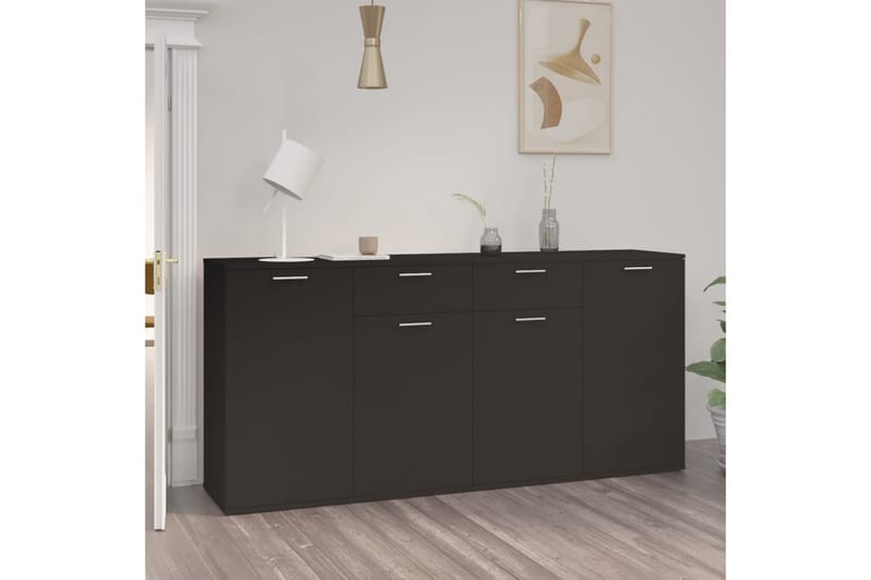 Skjenk svart 160x36x75 cm sponplate - Svart - Oppbevaring - Oppbevaringsmøbler - Sideboard & skjenk