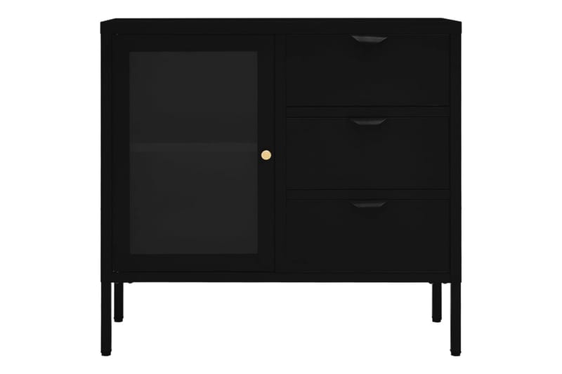 Skjenk svart 75x35x70 cm stål og herdet glass - Svart - Oppbevaring - Oppbevaringsmøbler - Sideboard & skjenk