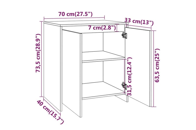 Skjenker 2 stk sonoma eik konstruert tre - Beige - Oppbevaring - Oppbevaringsmøbler - Sideboard & skjenk