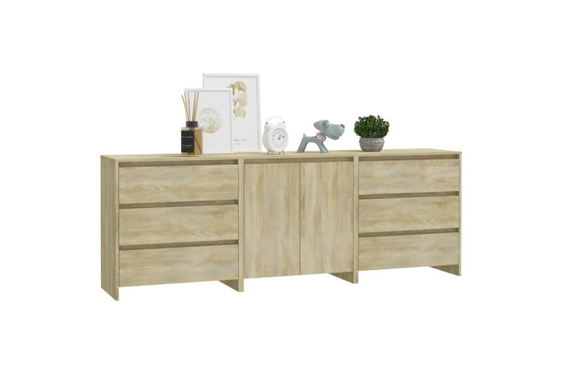 Skjenker 3 stk sonoma eik konstruert tre - Beige - Oppbevaring - Oppbevaringsmøbler - Sideboard & skjenk