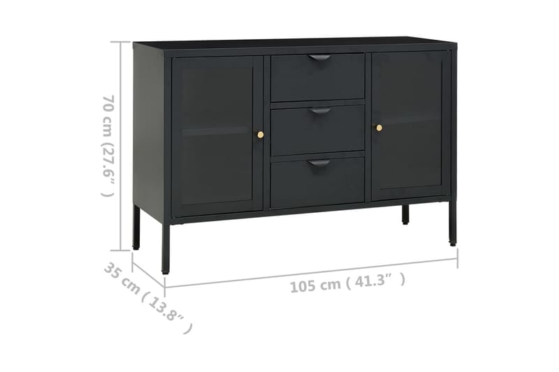 Skjenk antrasitt 105x35x70 cm stål og herdet glass - Antrasittgrå - Oppbevaring - Oppbevaringsmøbler - Sideboard & skjenk