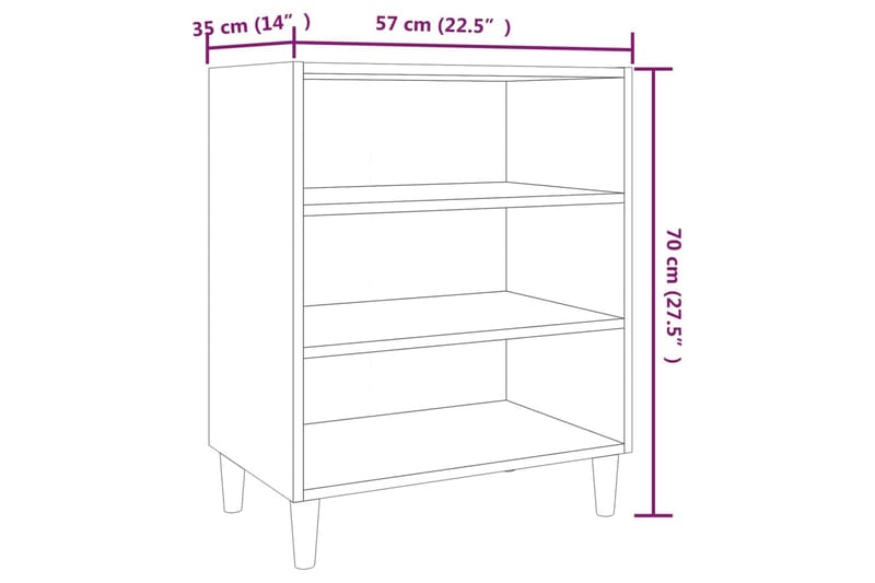 Skjenk grå sonoma eik 57x35x70 cm sponplate - Grå - Oppbevaring - Oppbevaringsmøbler - Sideboard & skjenk