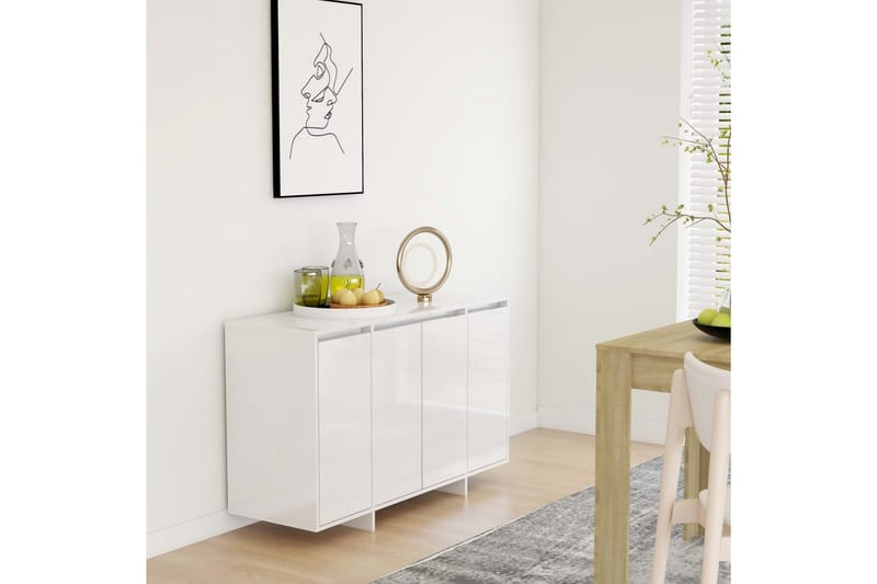 Skjenk høyglans hvit 120x41x75 cm sponplate - Hvit - Oppbevaring - Oppbevaringsmøbler - Sideboard & skjenk