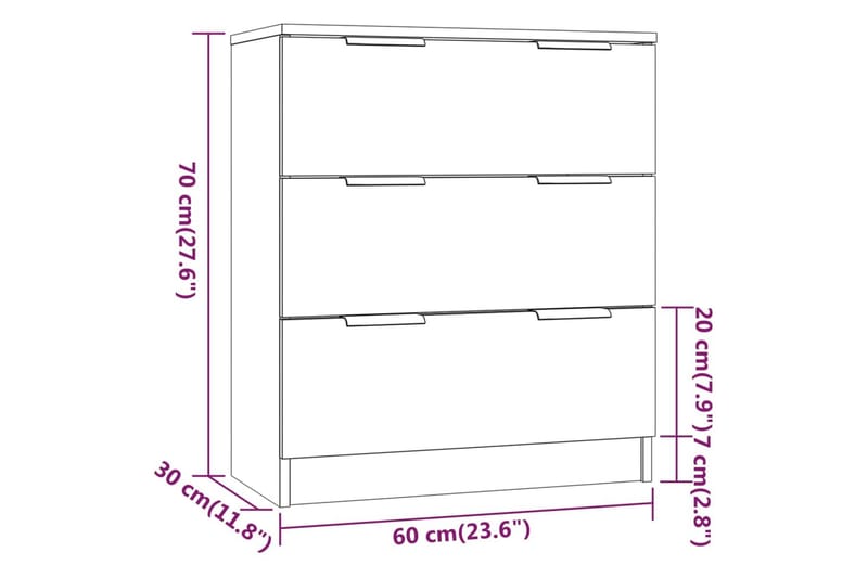 Skjenk høyglans hvit 60x30x70 cm konstruert tre - Hvit - Oppbevaring - Oppbevaringsmøbler - Sideboard & skjenk