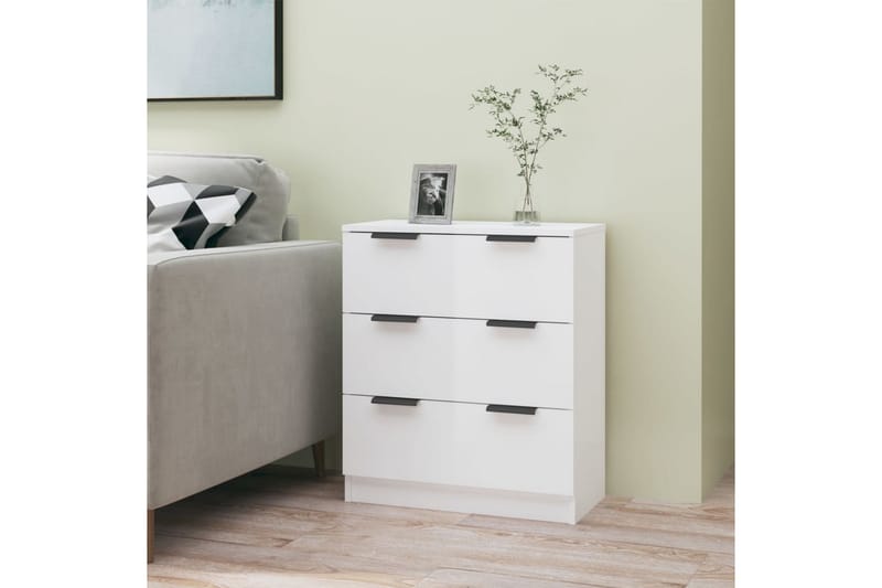 Skjenk høyglans hvit 60x30x70 cm konstruert tre - Hvit - Oppbevaring - Oppbevaringsmøbler - Sideboard & skjenk