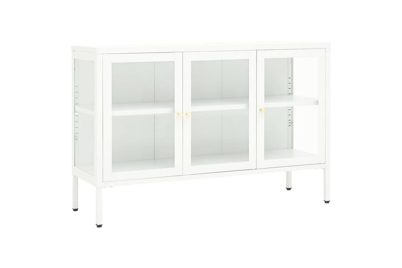 Skjenk hvit 105x35x70 cm stål og glass - Hvit - Oppbevaring - Oppbevaringsmøbler - Sideboard & skjenk