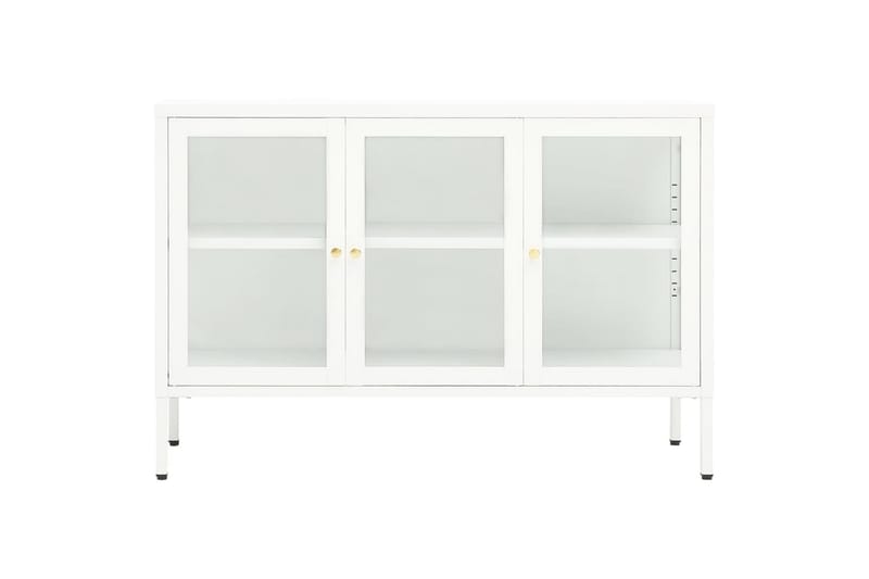 Skjenk hvit 105x35x70 cm stål og glass - Hvit - Oppbevaring - Oppbevaringsmøbler - Sideboard & skjenk