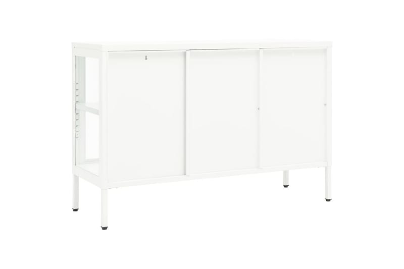 Skjenk hvit 105x35x70 cm stål og glass - Hvit - Oppbevaring - Oppbevaringsmøbler - Sideboard & skjenk