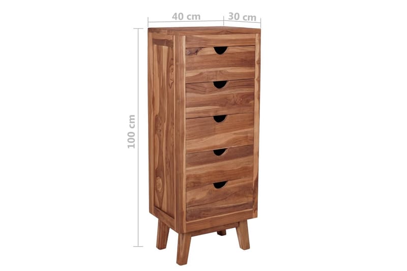 Skjenk med 5 skuffer 40x30x100 cm heltre teak - Brun - Oppbevaring - Oppbevaringsmøbler - Sideboard & skjenk