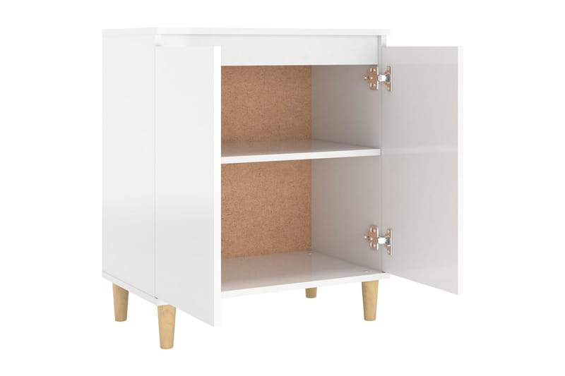 Skjenk med ben i heltre høyglans hvit 60x35x70 cm sponplate - Hvit - Oppbevaring - Oppbevaringsmøbler - Sideboard & skjenk