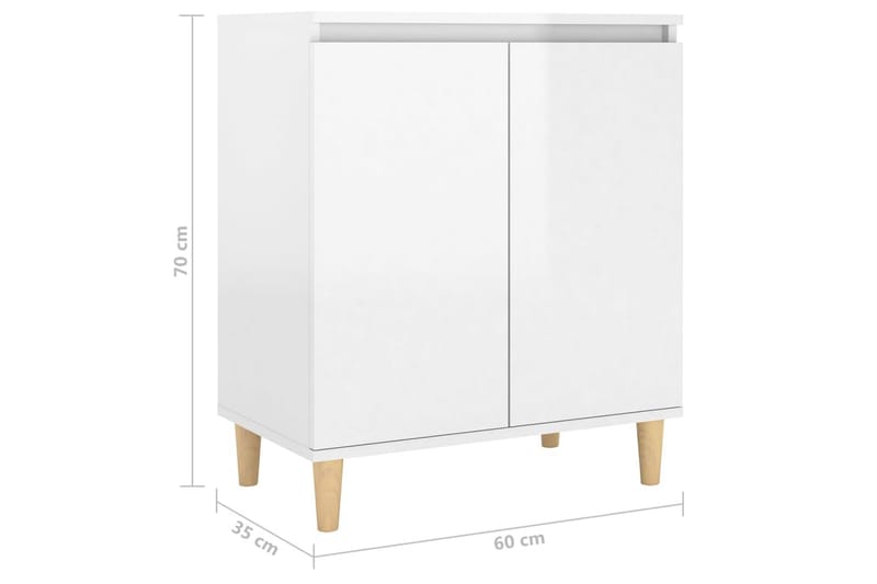 Skjenk med ben i heltre høyglans hvit 60x35x70 cm sponplate - Hvit - Oppbevaring - Oppbevaringsmøbler - Sideboard & skjenk