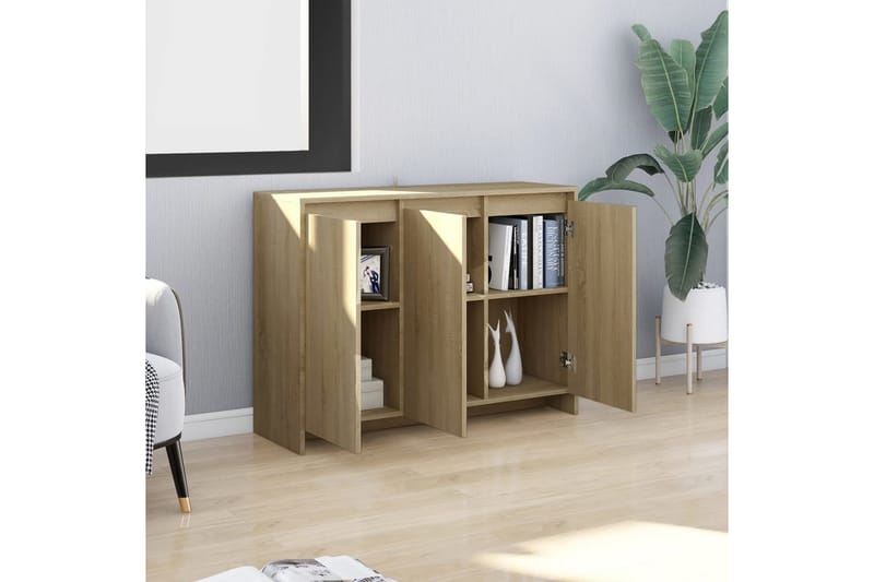 Skjenk sonoma eik 102x33x75 cm sponplate - Beige - Oppbevaring - Oppbevaringsmøbler - Sideboard & skjenk