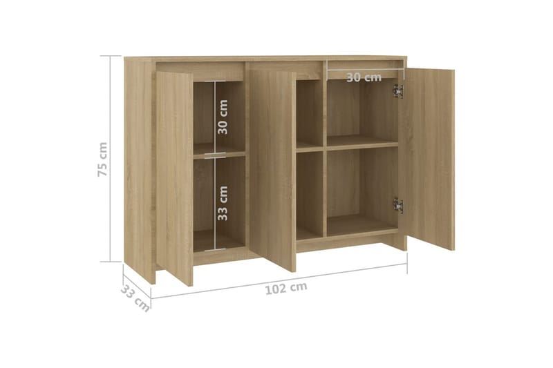 Skjenk sonoma eik 102x33x75 cm sponplate - Beige - Oppbevaring - Oppbevaringsmøbler - Sideboard & skjenk