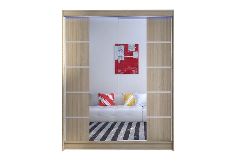 Pickering Garderobe med Speil 150x200 cm - Beige - Oppbevaring - Garderober & garderobesystem