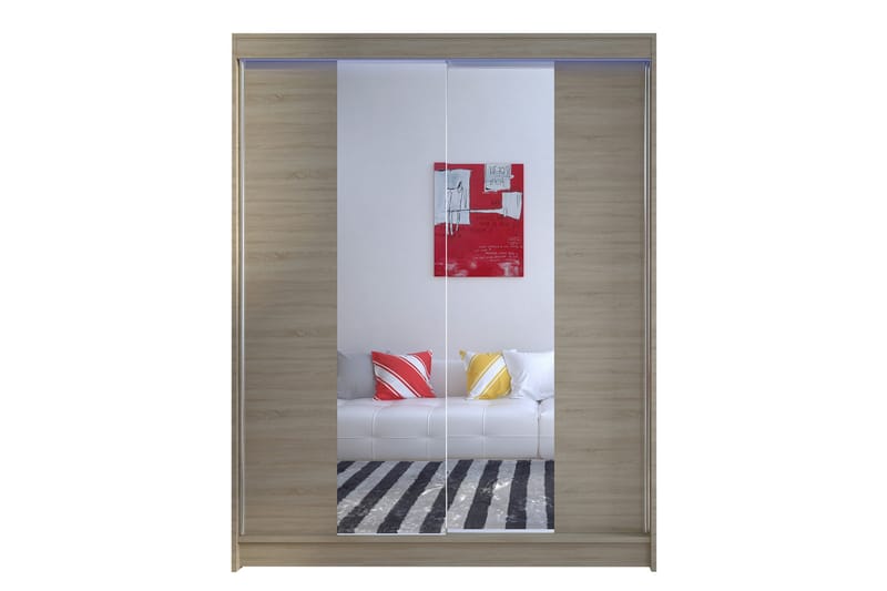 Pickering Garderobe med Speil 150x200 cm - Beige - Oppbevaring - Garderober & garderobesystem