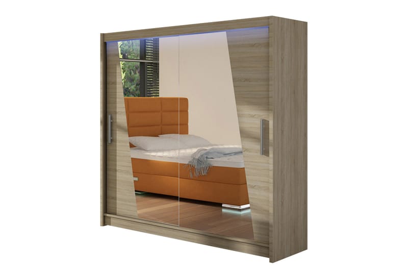 Prag Garderobe med Speil 180x215 cm - Beige - Oppbevaring - Garderober & garderobesystem