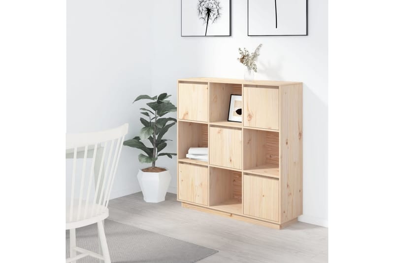 beBasic Highboard 110,5x35x117 cm heltre furu - Brun - Oppbevaring - Skap - Oppbevaringsskap