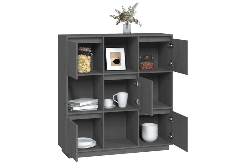 beBasic Highboard grå 110,5x35x117 cm heltre furu - GrÃ¥ - Oppbevaring - Skap - Oppbevaringsskap