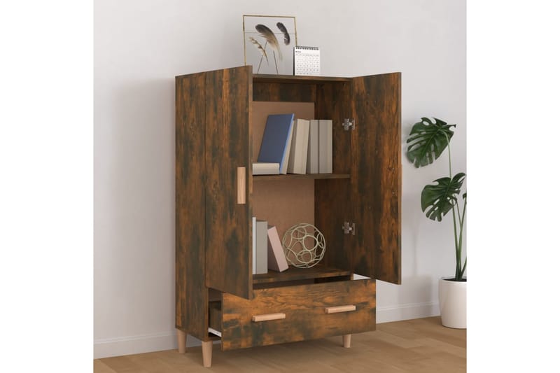 beBasic Highboard røkt eik 70x31x115 cm konstruert tre - Brun - Oppbevaring - Skap - Oppbevaringsskap