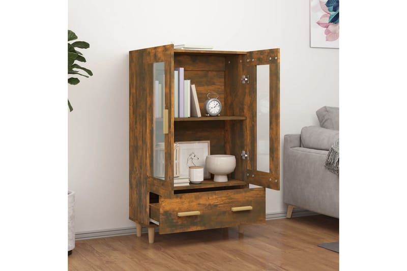 beBasic Highboard røkt eik 70x31x115 cm konstruert tre - Brun - Oppbevaring - Skap - Oppbevaringsskap