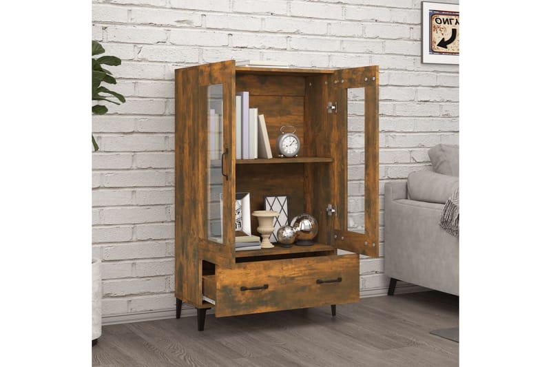 beBasic Highboard røkt eik 70x31x115 cm konstruert tre - Brun - Oppbevaring - Skap - Oppbevaringsskap