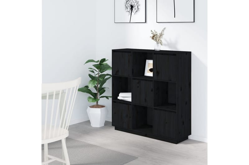 beBasic Highboard svart 110,5x35x117 cm heltre furu - Svart - Oppbevaring - Skap - Oppbevaringsskap