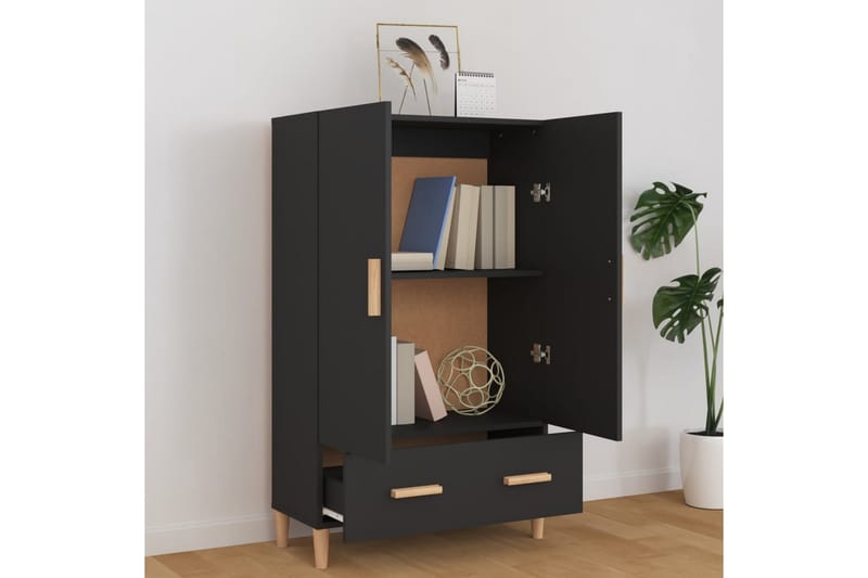 beBasic Highboard svart 70x31x115 cm konstruert tre - Svart - Oppbevaring - Skap - Oppbevaringsskap